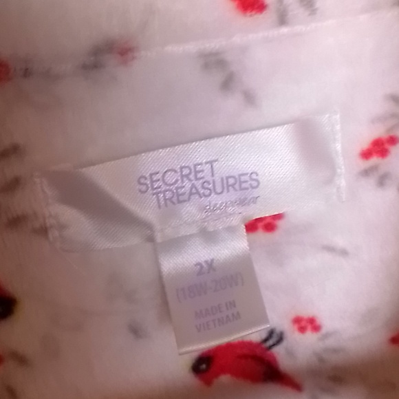 Secret Treasures Pajama Set 2XL White With Cardinals - Picture 6 of 7